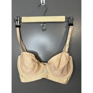 Vintage Mary Jane Bra Womens 34B Beige Style 72 Seamed Unlined Made USA 80s